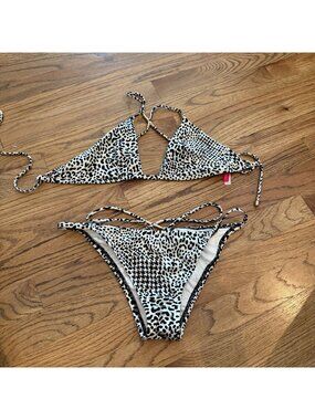 VICTORIA SECRET WOMENS LARGE BIKINI LEOPARD PRINT